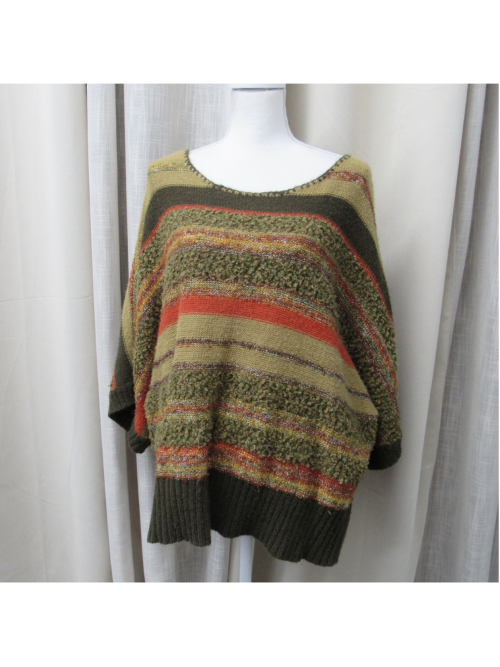 Ruby Rd Woman 3X Striped Knit Sweater Oversized Pullover Earthy Boho Whimsigoth